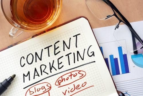 content marketing written on paper