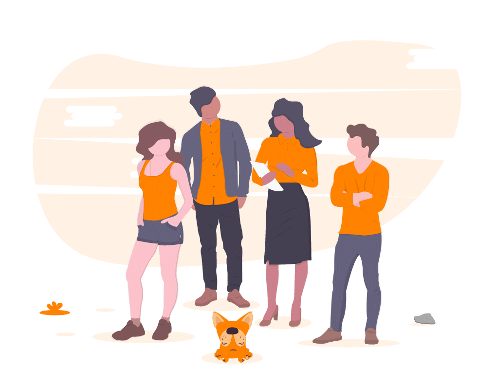 clip art of four digital marketers